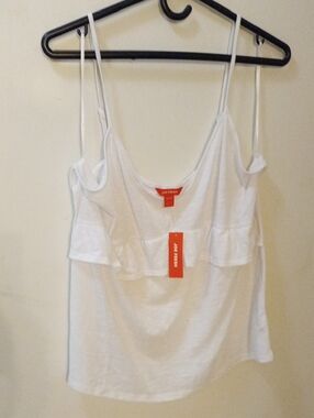 Joe Fresh White Camisole with Ruffle Detail Adjustable Spaghetti Strap Size XL